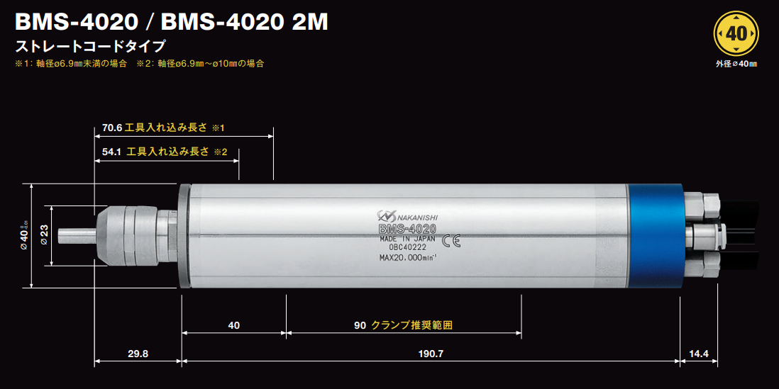 40mm高速電主軸BMS-4020